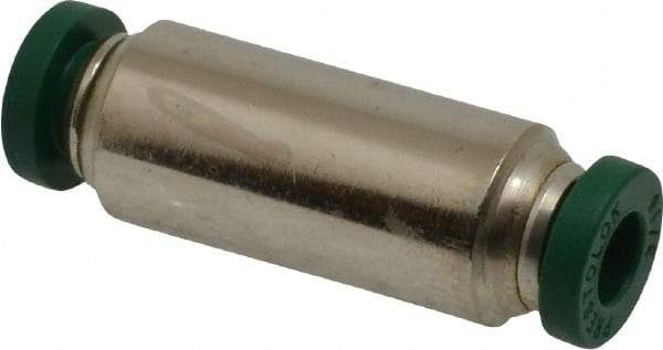 Parker - 3/16" Outside Diam, Nickel Plated Brass Push-to-Connect Tube Union - 300 Max psi, Tube to Tube Connection, Buna-N O-Ring - Americas Industrial Supply