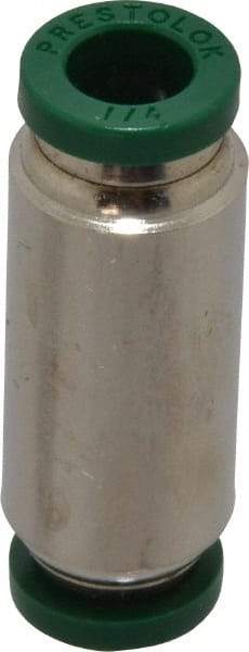 Parker - 1/4" Outside Diam, Nickel Plated Brass Push-to-Connect Tube Union - 300 Max psi, Tube to Tube Connection, Buna-N O-Ring - Americas Industrial Supply