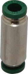 Parker - 1/4" Outside Diam, Nickel Plated Brass Push-to-Connect Tube Union - 300 Max psi, Tube to Tube Connection, Buna-N O-Ring - Americas Industrial Supply