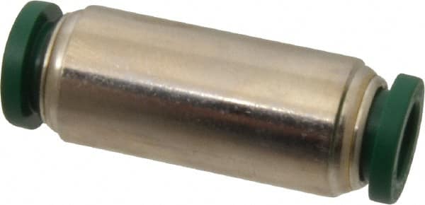 Parker - 5/16" Outside Diam, Nickel Plated Brass Push-to-Connect Tube Union - 300 Max psi, Tube to Tube Connection, Buna-N O-Ring - Americas Industrial Supply