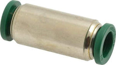 Parker - 3/8" Outside Diam, Nickel Plated Brass Push-to-Connect Tube Union - 300 Max psi, Tube to Tube Connection, Buna-N O-Ring - Americas Industrial Supply