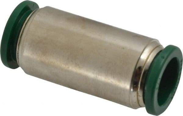 Parker - 1/2" Outside Diam, Nickel Plated Brass Push-to-Connect Tube Union - 300 Max psi, Tube to Tube Connection, Buna-N O-Ring - Americas Industrial Supply