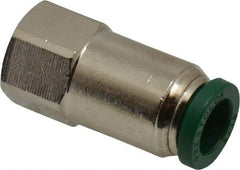 Parker - 5/16" Outside Diam, 1/8 NPTF, Nickel Plated Brass Push-to-Connect Tube Female Connector - 300 Max psi, Tube to Female NPT Connection, Buna-N O-Ring - Americas Industrial Supply