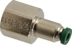 Parker - 5/32" Outside Diam, 1/4 NPTF, Nickel Plated Brass Push-to-Connect Tube Female Connector - 300 Max psi, Tube to Female NPT Connection, Buna-N O-Ring - Americas Industrial Supply