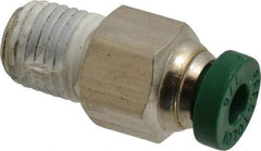 Parker - 1/8" Outside Diam, 1/16 NPTF, Nickel Plated Brass Push-to-Connect Tube Male Connector - 300 Max psi, Tube to Male NPT Connection, Buna-N O-Ring - Americas Industrial Supply