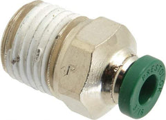 Parker - 3/16" Outside Diam, 1/4 NPTF, Nickel Plated Brass Push-to-Connect Tube Male Connector - 300 Max psi, Tube to Male NPT Connection, Buna-N O-Ring - Americas Industrial Supply