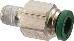 Parker - 1/4" Outside Diam, 1/16 NPTF, Nickel Plated Brass Push-to-Connect Tube Male Connector - 300 Max psi, Tube to Male NPT Connection, Buna-N O-Ring - Americas Industrial Supply