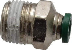 Parker - 1/4" Outside Diam, 3/8 NPTF, Nickel Plated Brass Push-to-Connect Tube Male Connector - 300 Max psi, Tube to Male NPT Connection, Buna-N O-Ring - Americas Industrial Supply