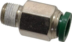 Parker - 5/16" Outside Diam, 1/8 NPTF, Nickel Plated Brass Push-to-Connect Tube Male Connector - 300 Max psi, Tube to Male NPT Connection, Buna-N O-Ring - Americas Industrial Supply