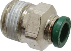 Parker - 5/16" Outside Diam, 3/8 NPTF, Nickel Plated Brass Push-to-Connect Tube Male Connector - 300 Max psi, Tube to Male NPT Connection, Buna-N O-Ring - Americas Industrial Supply