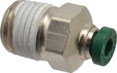 Parker - 5/32" Outside Diam, 1/4 NPTF, Nickel Plated Brass Push-to-Connect Tube Male Connector - 300 Max psi, Tube to Male NPT Connection, Buna-N O-Ring - Americas Industrial Supply