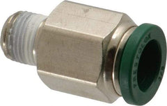 Parker - 3/8" Outside Diam, 1/8 NPTF, Nickel Plated Brass Push-to-Connect Tube Male Connector - 300 Max psi, Tube to Male NPT Connection, Buna-N O-Ring - Americas Industrial Supply