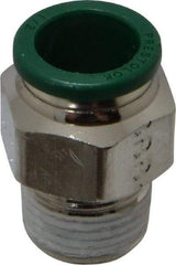 Parker - 1/2" Outside Diam, 3/8 NPTF, Nickel Plated Brass Push-to-Connect Tube Male Connector - 300 Max psi, Tube to Male NPT Connection, Buna-N O-Ring - Americas Industrial Supply