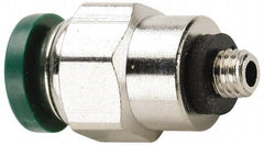 Parker - 1/4" Outside Diam, 10-32 UNF, Nickel Plated Brass Push-to-Connect Tube Male Connector - 300 Max psi, Tube to Male UNF Connection, Buna-N O-Ring - Americas Industrial Supply