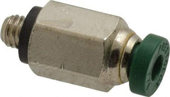 Parker - 1/8" Outside Diam, 10-32 UNF, Nickel Plated Brass Push-to-Connect Tube Male Connector - 300 Max psi, Tube to Male UNF Connection, Buna-N O-Ring - Americas Industrial Supply
