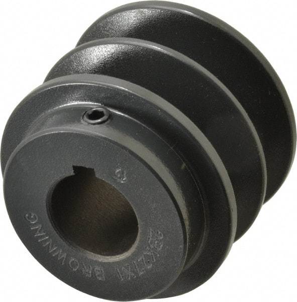 Browning - 1" Bore, 1-31/32 Long, 2.7" Outside Diam, Finished Bore Two Groove V Belt Sheave - 2-1/2 Belt Pitch B, 2.1" Pitch Diam of 4L Belt - Americas Industrial Supply