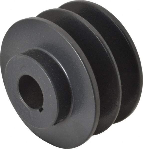 Browning - 7/8" Bore, 1-31/32 Long, 3.35" Outside Diam, Finished Bore Two Groove V Belt Sheave - 3 Belt Pitch B, 2.6" Pitch Diam of 4L Belt - Americas Industrial Supply