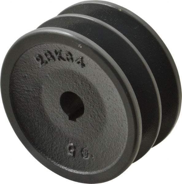 Browning - 5/8" Bore, 1-31/32 Long, 3.55" Outside Diam, Finished Bore Two Groove V Belt Sheave - 3.2 Belt Pitch B, 2.8" Pitch Diam of 4L Belt - Americas Industrial Supply