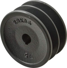 Browning - 5/8" Bore, 1-31/32 Long, 3.55" Outside Diam, Finished Bore Two Groove V Belt Sheave - 3.2 Belt Pitch B, 2.8" Pitch Diam of 4L Belt - Americas Industrial Supply