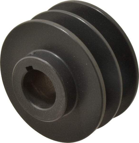 Browning - 1-1/8" Bore, 1-31/32 Long, 3.55" Outside Diam, Finished Bore Two Groove V Belt Sheave - 3.2 Belt Pitch B, 2.8" Pitch Diam of 4L Belt - Americas Industrial Supply