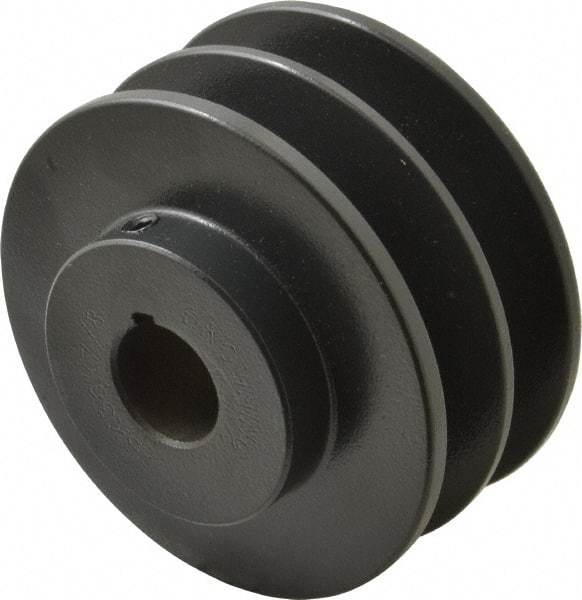 Browning - 7/8" Bore, 1-31/32 Long, 3-3/4" Outside Diam, Finished Bore Two Groove V Belt Sheave - 3.4 Belt Pitch B, 3" Pitch Diam of 4L Belt - Americas Industrial Supply