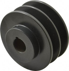 Browning - 7/8" Bore, 1-31/32 Long, 3-3/4" Outside Diam, Finished Bore Two Groove V Belt Sheave - 3.4 Belt Pitch B, 3" Pitch Diam of 4L Belt - Americas Industrial Supply