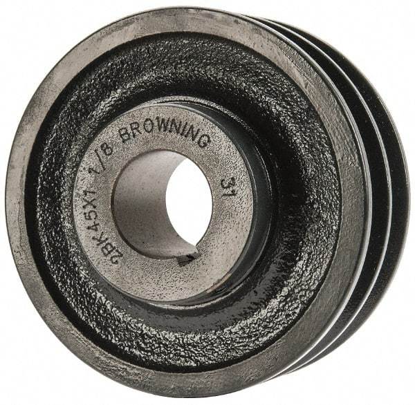 Browning - 1-1/8" Bore, 1-15/32 Long, 4-1/4" Outside Diam, Finished Bore Two Groove V Belt Sheave - 3.9 Belt Pitch B, 3-1/2" Pitch Diam of 4L Belt - Americas Industrial Supply