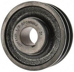 Browning - 1-1/8" Bore, 1-15/32 Long, 4-1/4" Outside Diam, Finished Bore Two Groove V Belt Sheave - 3.9 Belt Pitch B, 3-1/2" Pitch Diam of 4L Belt - Americas Industrial Supply