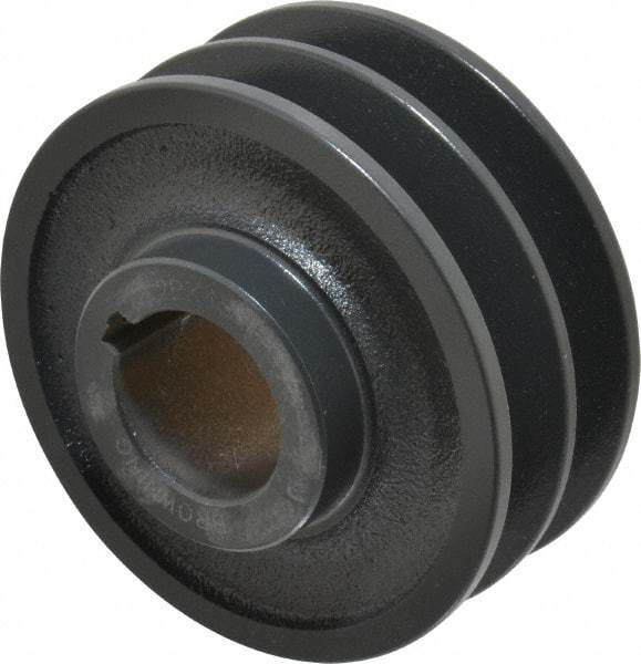 Browning - 1-3/8" Bore, 1-15/32 Long, 4-1/4" Outside Diam, Finished Bore Two Groove V Belt Sheave - 3.9 Belt Pitch B, 3-1/2" Pitch Diam of 4L Belt - Americas Industrial Supply
