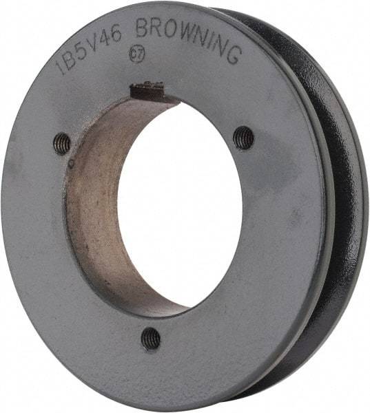 Browning - 1 Groove, 5/8 to 2-1/4 Bore Diam, 4.88" Outside Diam, QD Bushed V Belt Sheave - 4.7 5V Diam Belt Pitch - Americas Industrial Supply