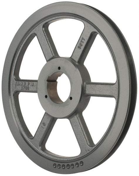 Browning - 1 Groove, 5/8 to 2-1/4 Bore Diam, 13.88" Outside Diam, QD Bushed V Belt Sheave - 13.7 5V Diam Belt Pitch - Americas Industrial Supply