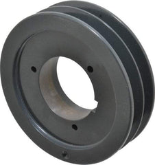 Browning - 2 Groove, 5/8 to 2-1/4 Bore Diam, 6.08" Outside Diam, QD Bushed V Belt Sheave - 5.9 5V Diam Belt Pitch - Americas Industrial Supply