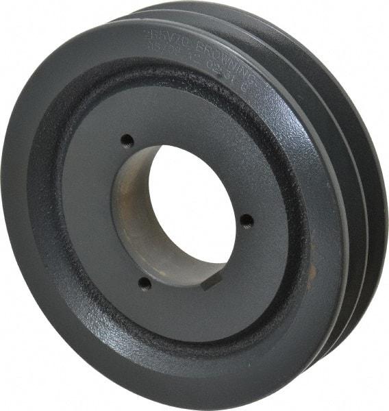 Browning - 2 Groove, 5/8 to 2-1/4 Bore Diam, 7.28" Outside Diam, QD Bushed V Belt Sheave - 7.1 5V Diam Belt Pitch - Americas Industrial Supply