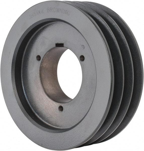 Browning - 3 Groove, 5/8 to 2-1/4 Bore Diam, 6.88" Outside Diam, QD Bushed V Belt Sheave - 6.7 5V Diam Belt Pitch - Americas Industrial Supply