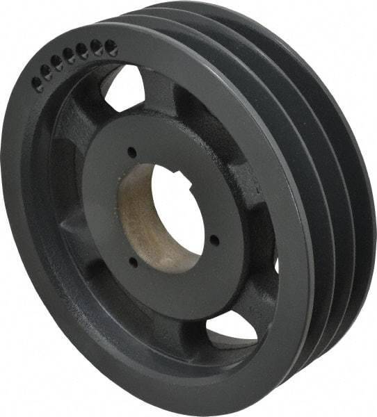 Browning - 3 Groove, 5/8 to 2-1/4 Bore Diam, 8.88" Outside Diam, QD Bushed V Belt Sheave - 8.7 5V Diam Belt Pitch - Americas Industrial Supply