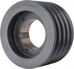 Browning - 4 Groove, 5/8 to 2-1/4 Bore Diam, 5.68" Outside Diam, QD Bushed V Belt Sheave - 5.5 5V Diam Belt Pitch - Americas Industrial Supply