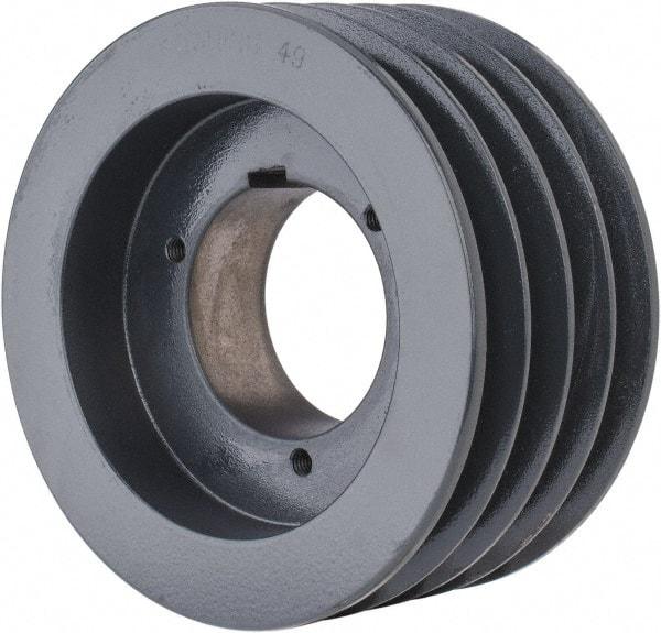 Browning - 4 Groove, 5/8 to 2-1/4 Bore Diam, 6.28" Outside Diam, QD Bushed V Belt Sheave - 6.1 5V Diam Belt Pitch - Americas Industrial Supply