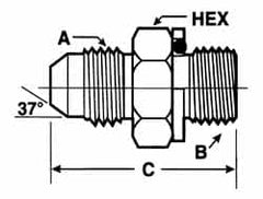 Voss - 1-1/16 - 12 x M27x2 Male Thread, Zinc Plated Carbon Steel Industrial Pipe Adapter - MJIC x Male Metric - Americas Industrial Supply