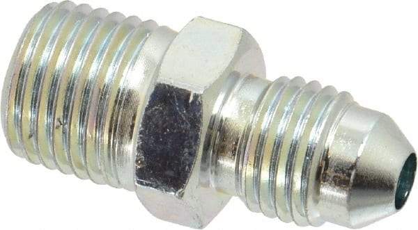 Voss - 7/16-20 x 1/4 Male Thread, Zinc Plated Carbon Steel Industrial Pipe Adapter - MJIC x MBSPT - Americas Industrial Supply