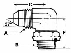 Voss - 3/4-16 x 1/2 Male Thread, Zinc Plated Carbon Steel Industrial Pipe 90° Elbow Adapter - MJIC x MBSPP - Americas Industrial Supply