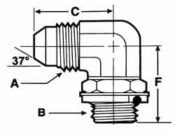 Voss - 3/4-16 x M22x1.5 Male Thread, Zinc Plated Carbon Steel Industrial Pipe 90° Elbow Adapter - MJIC x Male Metric - Americas Industrial Supply