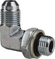 Voss - 9/16-18 x 1/4 Male Thread, Zinc Plated Carbon Steel Industrial Pipe 90° Elbow Adapter - MJIC x MBSPP - Americas Industrial Supply