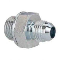 Voss - 9/16-18 x 3/8 Male Thread, Zinc Plated Carbon Steel Industrial Pipe Adapter - MJIC x MBSPP - Americas Industrial Supply