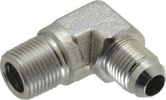 Voss - 9/16-18 x 3/8 Male Thread, Zinc Plated Carbon Steel Industrial Pipe 90° Elbow Adapter - MJIC x MBSPT - Americas Industrial Supply