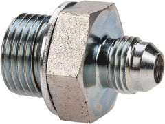 Voss - 9/16-18 x 1/2 Male Thread, Zinc Plated Carbon Steel Industrial Pipe Adapter - MJIC x MBSPP - Americas Industrial Supply