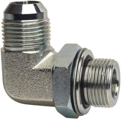Voss - 1-1/16 - 12 x 3/4 Male Thread, Zinc Plated Carbon Steel Industrial Pipe 90° Elbow Adapter - MJIC x MBSPP - Americas Industrial Supply