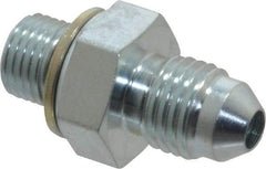 Voss - 7/16-20 x M10x1 Male Thread, Zinc Plated Carbon Steel Industrial Pipe Adapter - MJIC x Male Metric - Americas Industrial Supply