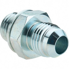 Voss - 9/16-18 x M14x1.5 Male Thread, Zinc Plated Carbon Steel Industrial Pipe Adapter - MJIC x Male Metric - Americas Industrial Supply