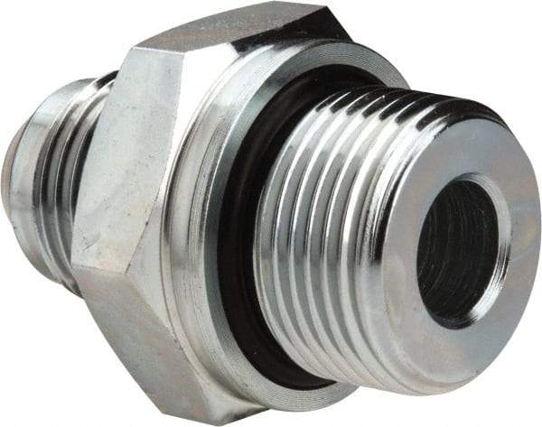 Voss - 3/4-16 x M22x1.5 Male Thread, Zinc Plated Carbon Steel Industrial Pipe Adapter - MJIC x Male Metric - Americas Industrial Supply