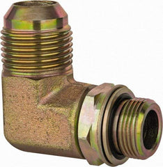 Voss - 1-1/16 - 12 x M22x1.5 Male Thread, Zinc Plated Carbon Steel Industrial Pipe 90° Elbow Adapter - MJIC x Male Metric - Americas Industrial Supply